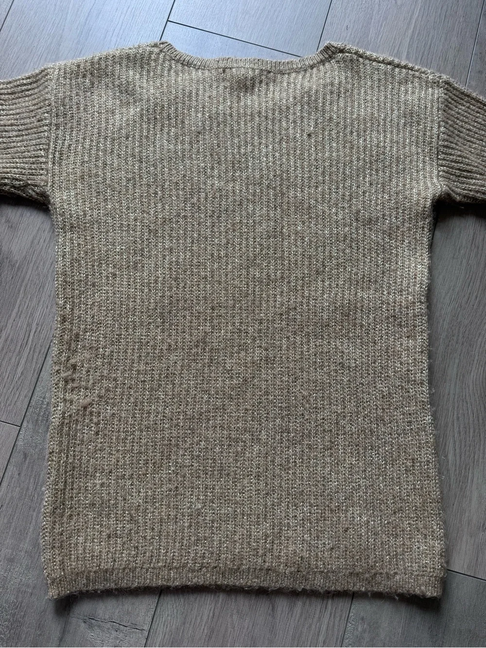 Banana Republic M Gold Wool Alpaca Ribbed Crewneck Sweater Preppy Quiet Luxury
